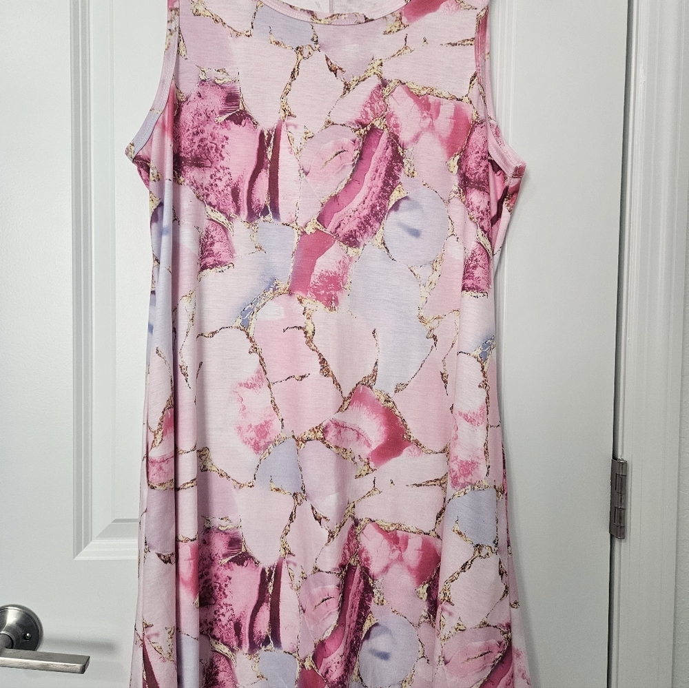 Chic Pink Marble Sleeveless Dress
